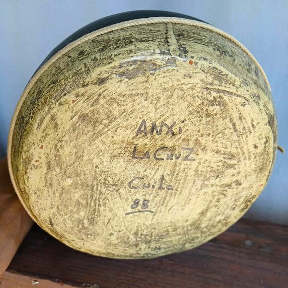 Handmade ANXI Chilean Leather and Rattan Wrapped Ceramic Art Pottery Jug - Picture 10 of 12